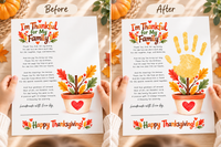 I'm Thankful for My Family Thanksgiving Handprint Craft | Christian Fall Keepsake Printable for Kids