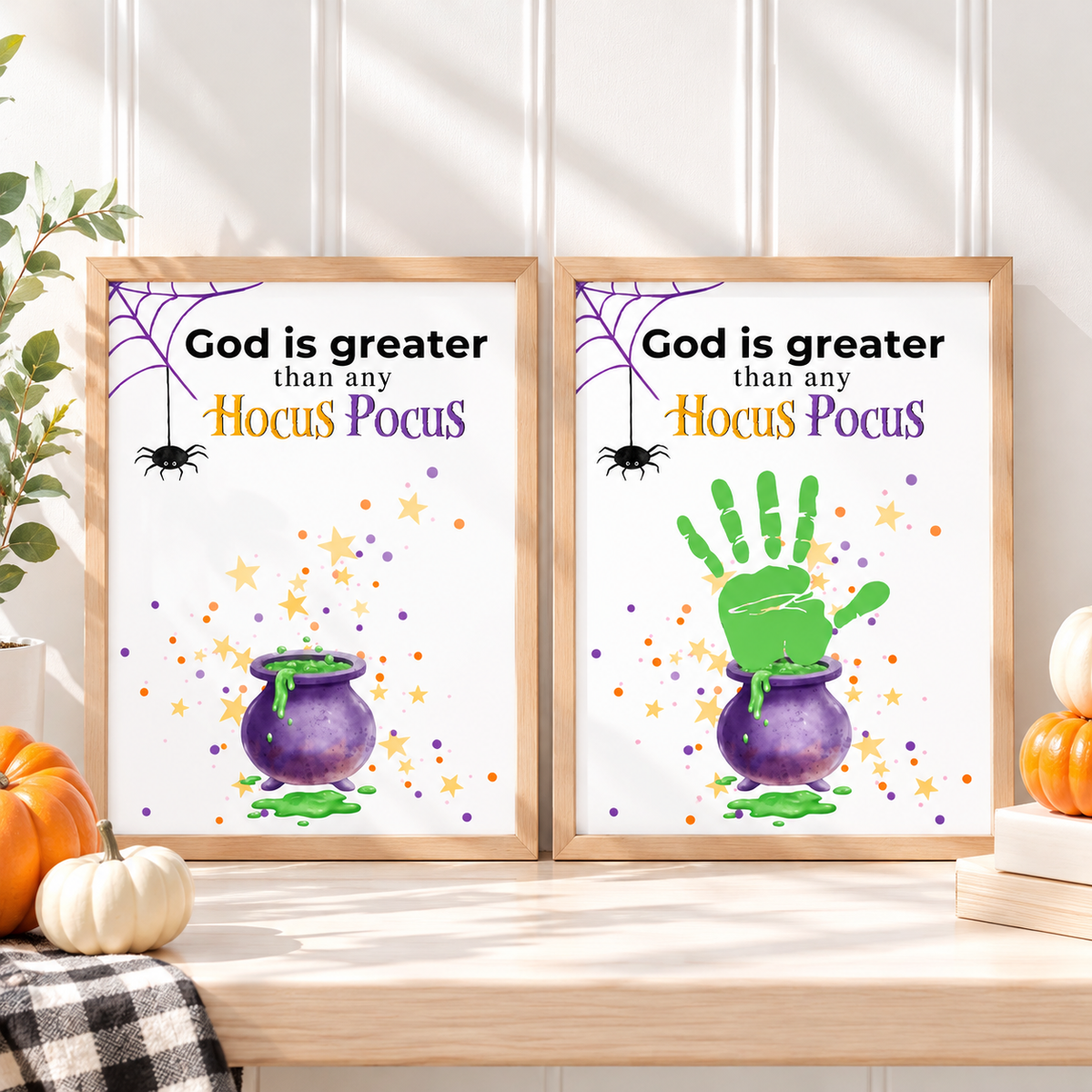 God Is Greater Than Any Hocus Pocus Halloween Handprint Craft | Christian Halloween Printable | Faith-Based Preschool Keepsake | Church Activity